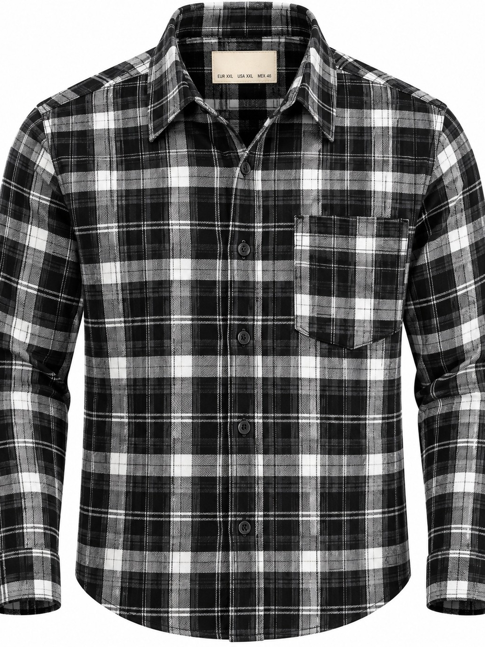 Cotton & Co Black and White Plaid Button-Down Shirt